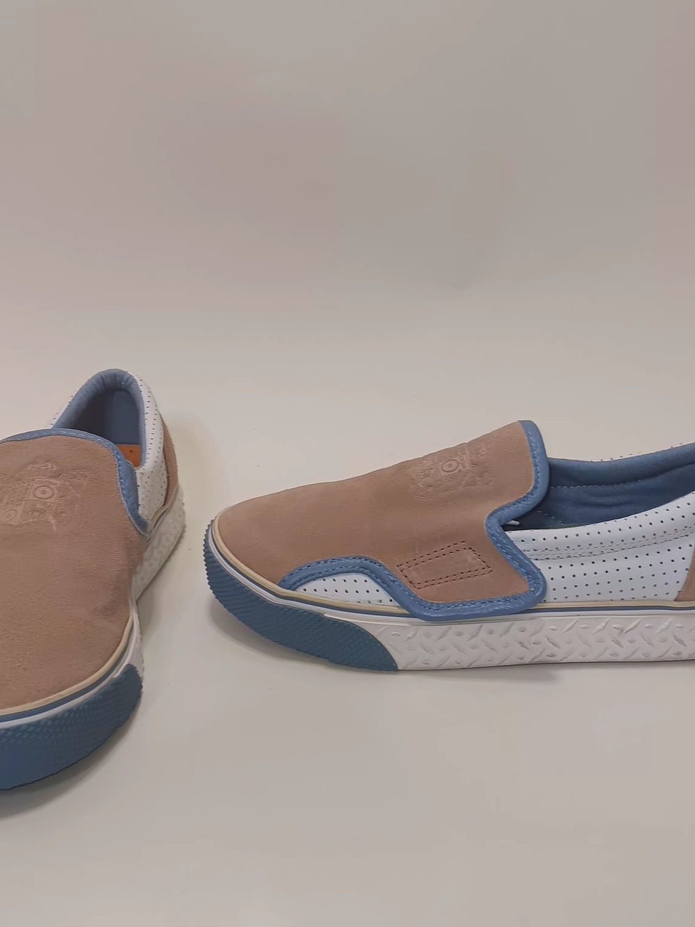 L.A.M.B. Slip-On Sneakers in Blush, White & Dusty Blue